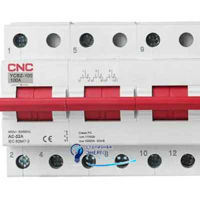 Перемикач навантаження модульний CNC YCBZ-100 3P 100A 1-0-2 240/415V