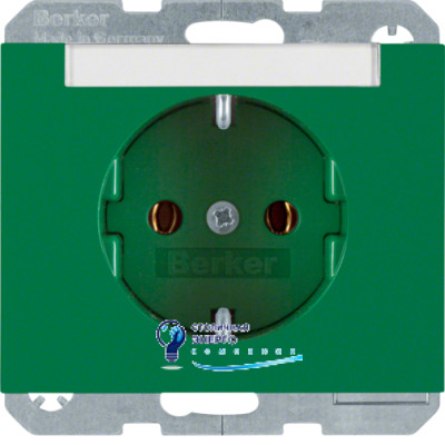 Розетка із з/к з полем для запису, зелена, 16А/250V K.1