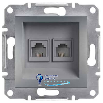 Розетка компьютерная RJ45 кат, 5 UTP, 2-ная «Asfora» без рамки, сталь