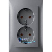 Розетка 2X с з/к цельная, алюминий 16A, 250V S.1