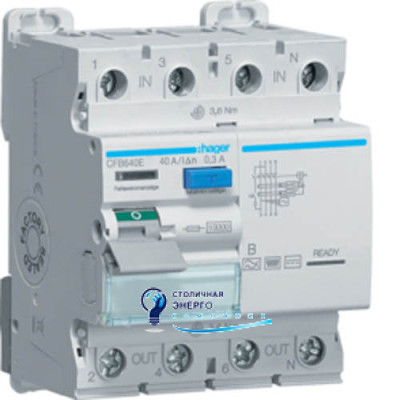 Дифференциальное реле (УЗО) 4P 10kA 40A 300mA B