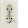 Розетка двойная с з/к, защ.контактов, белая, 16А/250V S.1