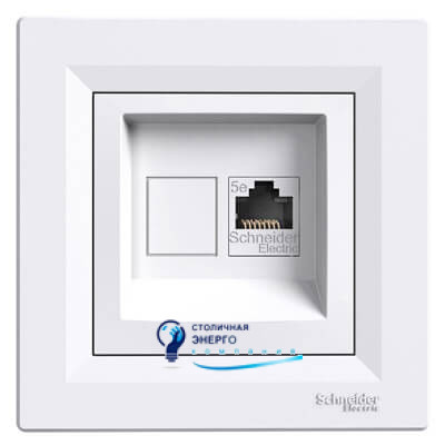 Розетка комп'ютерна RJ45 кат.5е UTP «Asfora», білий