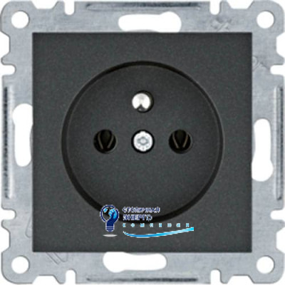 Розетка с центральным заземлением, Lumina, черная, 16А/230V