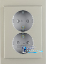 Розетка с з/к двойная, цельная, стальной лак, 16А/250V K.5