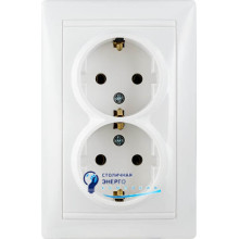 Розетка двойная 2Р+PE PB16/2-З-Fr-W (белая)