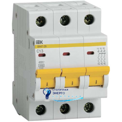 Автоматический выключатель ВА47-29 3Р 13А 4,5kA С IEK
