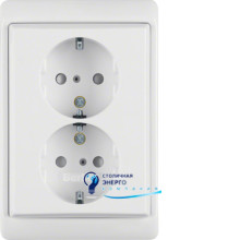 Розетка двойная с з/к, защ.контактов, полярная белизна, 16А/250V ARSYS