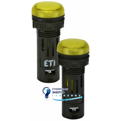 Лампа сигнальная LED матовая ECLI-16-240A-Y 240V AC (Ø16мм, желтая)