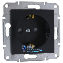 Розетка 1X с заземлением и защитными шторками, «Asfora», без рамки, антрацит