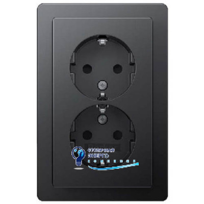 Розетка 2X с з/к, с защитой контактов, цельная, антрацит 16A, 250V Q.1