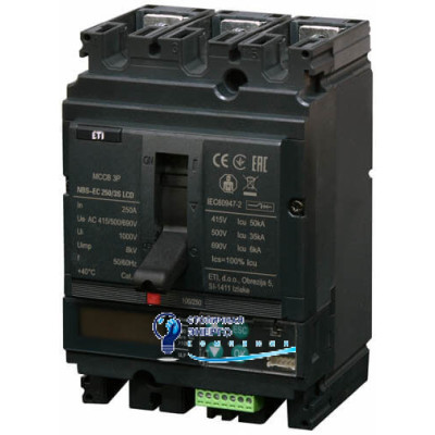 Автоматический выключатель NBS-EC 250/3S LCD 250A (50kA, (0.4-1)In/(1.5-12)In) 3P