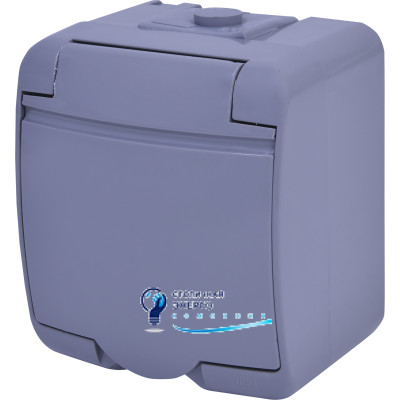 Розетка 1X Schuko, сіра кришка, RHE-1s-SR, IP44/54