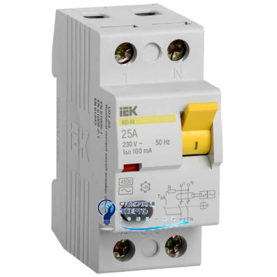 Дифференциальное реле (УЗО) ВД1-63 2Р 25А 100мА IEK