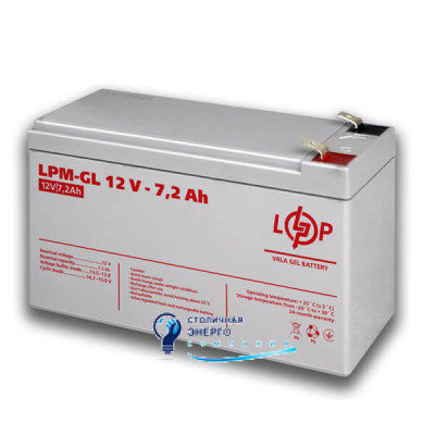 Акумулятор гелевий LPM-GL 12V - 7.2 Ah