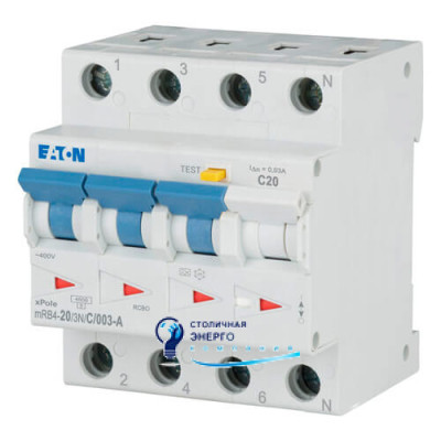 Дифавтомат вимикач Eaton (Moeller) mRB4-20/3N/C/003-A