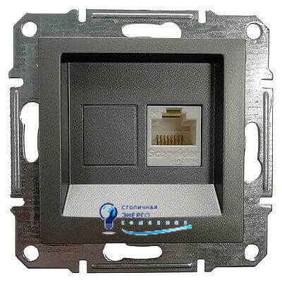 Розетка компьютерная RJ45 кат.5е UTP «Asfora» без рамки, сталь