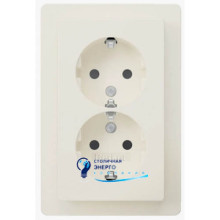 Розетка 2X с з/к, с защитой контактов, цельная, пол.белизна, 16A, 250V Q.1