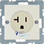 Розетка без з/к євро-американська, біла, 16А/250V S.1