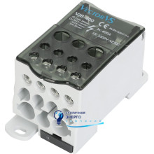 Розподільчий блок Vector VS VJB-400 на DIN-рейку, 400A, вх.1×95-180mm, вих.5×2.5-16, 4×2.5-10, 2×6-35mm