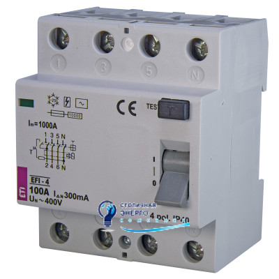 Дифференциальное реле (УЗО) EFI-4 100/0,3 тип AC (10kA)