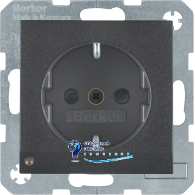 Розетка с з/к с защ. от детей с LED-подсветкой, антрацит, 16А/250V B.х