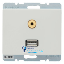Розетка USB/3,5мм аудіо, полярна білизна, ARSYS