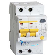 Дифавтомат выключатель АД12 2Р 16А 30мА IEK