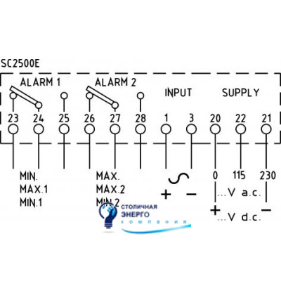Тахометр стрелочный с релейным выходом, 1 Max, +/-(1-300VDC)