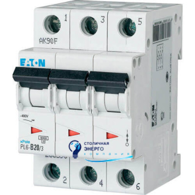 Автоматический выключатель Eaton Moeller PL6-B20/3