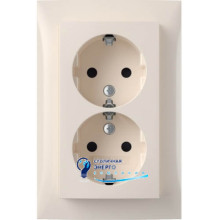 Розетка 2X с з/к, с защитой контактов, цельная, белая, 16A, 250V S.1
