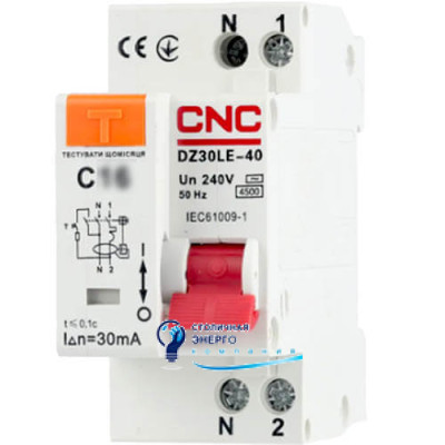 Дифференциальный выключатель CNC DZ30LE-40 6A 1Р+N 4,5кА 10мА