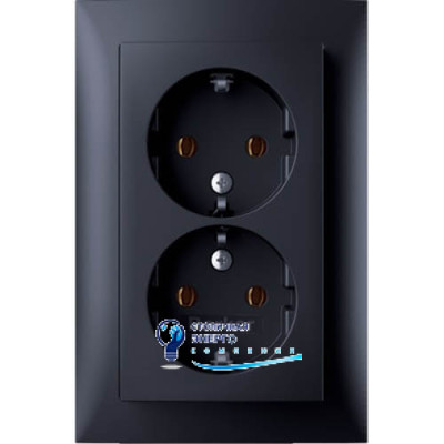 Розетка 2X с з/к цельная, антрацит 16A, 250V S.1