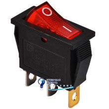 Переключатель KCD3-101N R/B 220V 1 клав. красный с подсв.