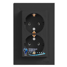 Розетка 2-я с заземлением со шторками «Asfora», антрацит