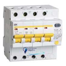 Дифавтомат выключатель АД14 4Р 40А 300мА IEK