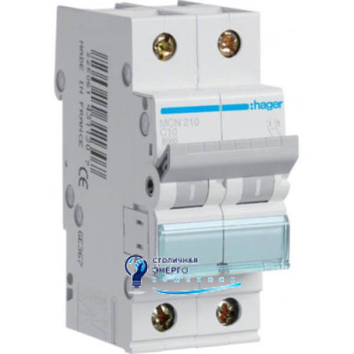 Автоматический выключатель 2P, 6kA, C-10A, 2M