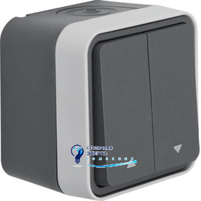 Кнопка для жалюзи 2-клавишный IP55, серая, 10A, 250V W.1