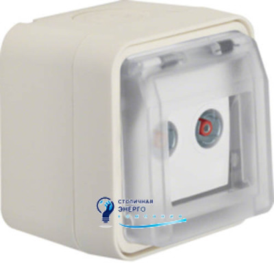Розетка антенна, 2 отвори, прохідна, IP55, полярна білизна, W.1