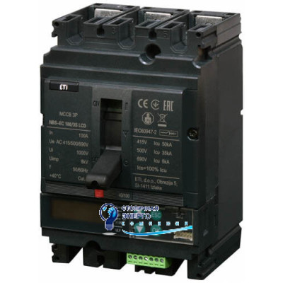Автоматический выключатель NBS-EC 100/3S LCD 100A (50kA, (0.4-1)In/(1.5-12)In) 3P