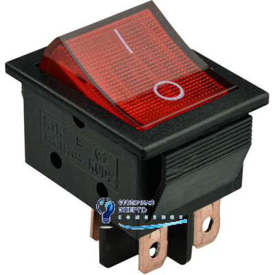 Перемикач KCD2-6-201N R/B 30 А 220V 1 клав. червоний з підсвічуванням