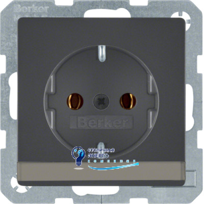 Розетка із з/к з полем для запису, 16А/250V, антрацит, Q.х