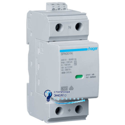Розрядник (ПЗІП) T1+T2 1P N-PE 100kA 1,5kV +дод.контакт, вбуд.запобіжник