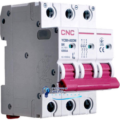 Автоматический выключатель модульный CNC YCB9-80DM 3Р 6А 6кА B 750V DC