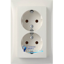 Розетка 2X с з/к цельная, пол.белизна, 16A, 250V S.1