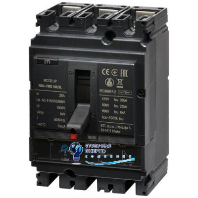 Автоматический выключатель NBS-TMS 100/3L 25A (36kA, (0.8-1)In/фикс.) 3P