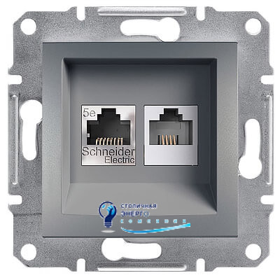Розетка RJ45 + RJ11 кат.5е UTP «Asfora» без рамки, сталь