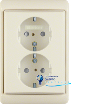 Розетка двойная с з/к, защ.контактов, белая, 16А/250V ARSYS