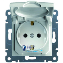 Розетка 1X с з/к, с крышкой, Lumina, белая, 16A, 230V