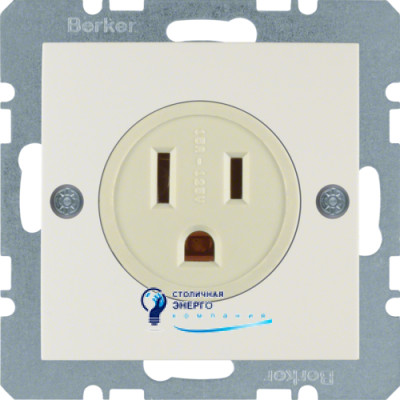 Розетка без з/к євро-американська, біла, 16А/250V S.1